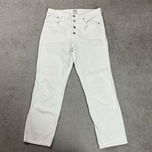 J Crew Womens Size 30 Four Button Fly Denim Jeans White Straight Leg Pockets - Picture 1 of 4